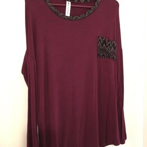 Long sleeve studded pocket tee